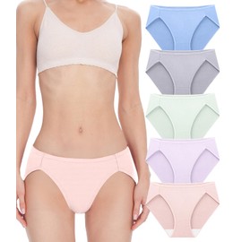 BAMBOO COOL Womens Underwear High Cut Briefs Breathable Moisture-Wicking Hipster Ladies Panties, 5-Pack