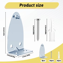 InnoHHustle 8 Sets Blind Brackets, Metal Hold Down Brackets Silver Window Blind Holder Bracket with Screws Bottom Rail Hold Clips Horizontal Blinds Bracket Replacement for Horizontal Shades Window