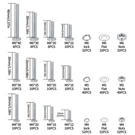 Hex Bolts and Nuts and Washers Assortment Kit, 496 Pcs Metric Hex Head Nuts and Bolts Kit, Stainless Steel Machine Screws Bolts Nuts Flat & Spring Lock Washers Set - M4 M5 M6