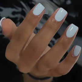 Short Square Press On Nails, Gloss Fake Nails,Full Cover False Nails For Women