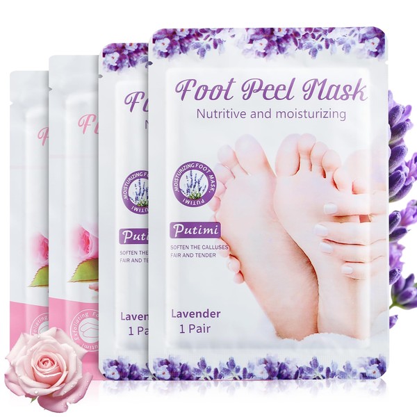 Samamoca Fußmaske 4er Set Hornhaut Socken,Exfoliating Peeling Socken gegen Hornhaut