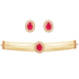 Touchstone Indian Bollywood Princess Diana Fine Studded Diamond Look White Rhinestone Pearls Designer Jewelry Choker Necklace In Gold Tone For Women.