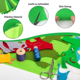 Deepton Stiff Felt, 2 mm Thick Craft Felt, 8 Pieces Felt Fabric, 20 x 30 cm Felt for Crafts, 4 Colours Felt Panels for Crafts, Sewing, DIY Project (Light Green, Green, Dark Green)