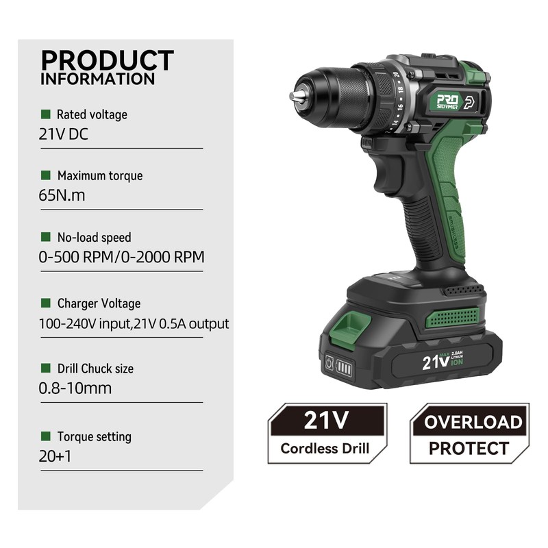 Prostormer Brushless Cordless Drill Set, 575 in.lbs Power Drill Driver,