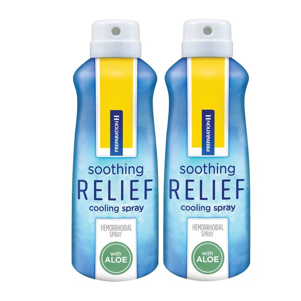 Preparation H Soothing Relief Cooling Spray, No-touch Witch Hazel Spray for Irritated Skin Relief - 2x2.7 Oz Bottles