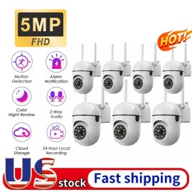 SANSCO 7PCS PTZ Wireless WIFI Security Camera 5MP Home System Color Night Vision