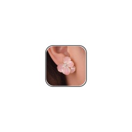 Clip On Earrings Flower Pink Floral Earrings For Women Rhinestone Orchid Style Dainty Aesthetic Jewelry
