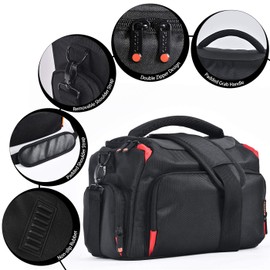 FOSOTO Waterproof DSLR Camera Case Bag Large Capacity Compatible for Nikon D3500 D3400 D5600 D7500 D850, Canon EOS 2000D 4000D 80D 750D 7D Mark II Shockproof Camera Carry Bags Cases