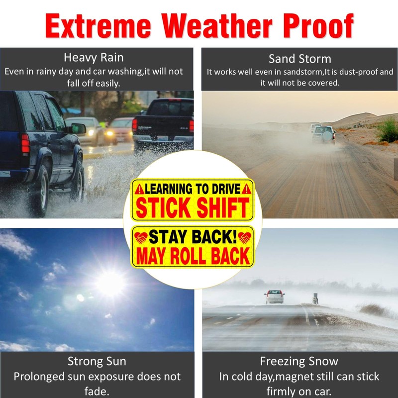 Learning to Drive Stick Shift Car Magnet - Colorful, Reflective,