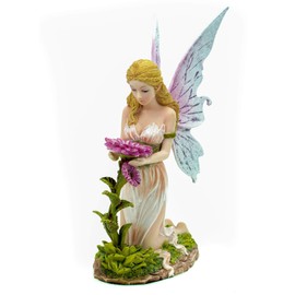 Joh. Vogler GmbH Little Spring Fairy Florina Kneeling in Front of Flower 16 cm Figurine Sculpture Angel Fairy Elf