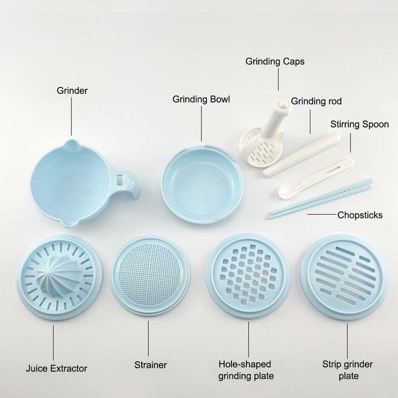 10 Pieces/Set Baby Food Masher Manual Fruit Grinding Bowl Travel