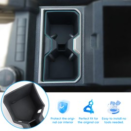 Auovo Cup Holder Insert for 2025 Toyota 4Runner Accessories Non-Slip Cup Coast Center Console Interior Drink Bottle Holder Organizer Black(Silicone)