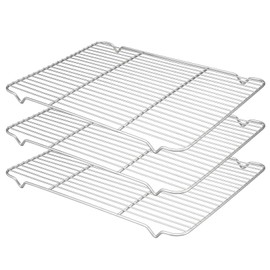 TeamFar Cooling Rack Set of 3, 16.6’’ x 11.6’’, Stainless Steel Baking Roasting Wire Rack for Oven, Nontoxic & Healthy, Easy Clean & Dishwasher Safe, Mirror Finish
