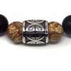 Men's Black Stainless Steel Bracelet with Chinese Ornaments and Agate