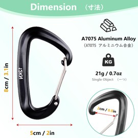 JEELAD Carabiner, Nascan Climbing Button, Aluminum Alloy Carabiner, Ultra Lightweight, Key Chain, Fall Prevention, Multifunctional, Camping, Outdoor, 2 Pieces, 4 Pieces (12KN - Green - 4 Pieces)