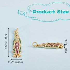 COGCHARGER 10 Pieces Virgin Mary Charm Pendant Brass Cubic Zirconia Charm Long-Lasting Plated Pendant Colorful for Jewelry Necklace Bracelet Earring Making