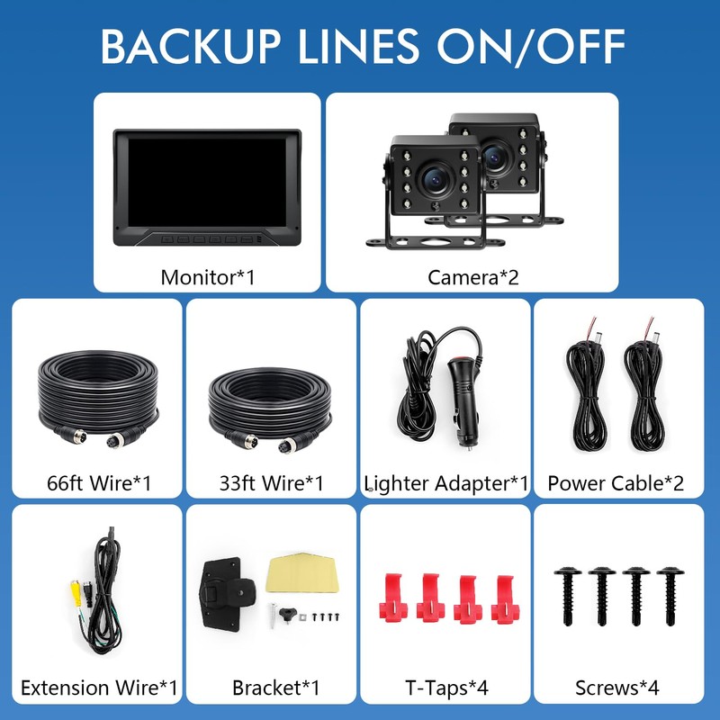 Dual RV Backup Camera Plug and Play, 7'' Backup Camera