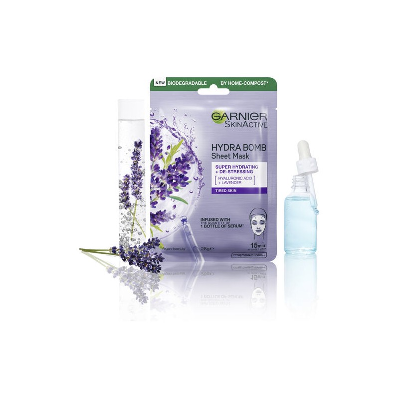 Garnier Hydra Bomb Hyaluronic Acid + Lavender Sheet Mask 28g