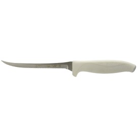 Dexter-Russell 24303 SofGrip 5½" Utility Knife| Narrow Scalloped High-Carbon DEXSTEEL Blade, Non-Slip Soft Rubber Grip Handle, Stain-Free Professional Kitchen Knife, NSF Certified, White