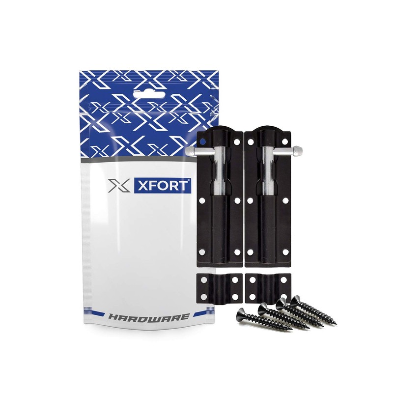 XFORT® 2 Pack Heavy Duty Tower Bolt Black 150mm (6"),