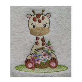 Giraffe (1326) - Embroidered Medium Weight Star Fleece Baby Blanket (Pink)