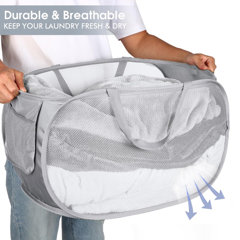 Diggoour Durable Collapsible Laundry Baskets, Mesh Pop Up Laundry Hamper