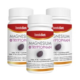 BestDiet - Magnesium + Tryptophan - Maintains an Optimal State of the Central Nervous System: Important for Regulating Blood Pressure - Pack of 3 Bottles of 30 Capsules