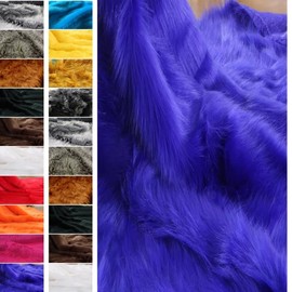FABRICS-CITY Flokati Teddy Fur Fabric Carnival Clothing Craft Requests Photo Shooting Decoration (Royal Blue, 100 x 150 cm)