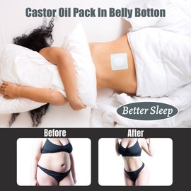 30Pcs Castor Oil Pack Wrap, Castor Oil Patches for Belly Button, Highly Absorbent Self-Adhesive Organic Cotton, No Wash, Easy to Use(Oil Not Included)