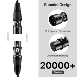 EBXYA XLR Cable 15ft 2 Packs, Braided XLR Male to Female Balanced Microphone Cable, Gold Plated 3-Pin XLR Mic Cable, XLR Speaker Cable for Mixer, Amplifiers, Record, Black