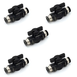 ANHAN 6mm Push to Connect Ball Valve Union Air Flow Control Valve Quick Connect Tube Fittings Pneumatic Valve Air Hose Fittings 5pack
