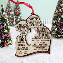 HYTURTLE My Love in Heaven Ornaments, I Miss You Missing Always Wood Ornament, Remembrance Ornament Loss of Husband, Memorial Husband in Heaven Ornament Gift for Widow On Christmas, 3.2' Inch