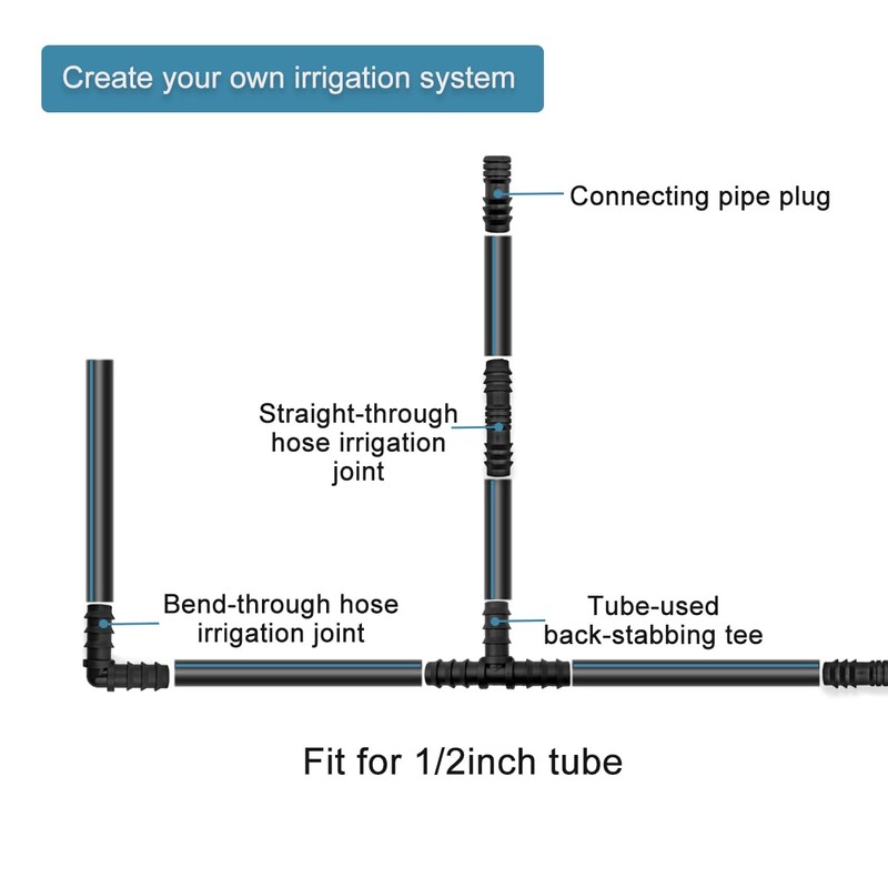 LICQIC 13 mm (1/2 Inch) Pipe/Hose Irrigation Connectors, Garden Irrigation