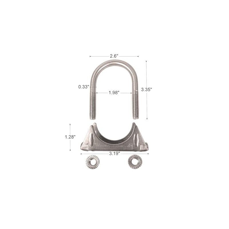 Elifecenter Heavy Duty 1.75" 1-3/4 Inch Exhaust U Bolt Clamps