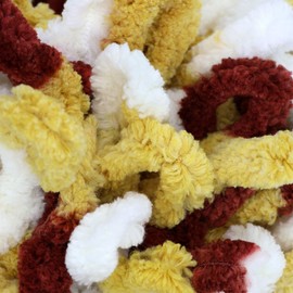 JubileeYarn Fun Finger Loops Yarn - Polyester Jumbo Weight Loop Yarn - Team Spirit Colors - 100g/Skein - Maroon Gold White - 4 Skeins