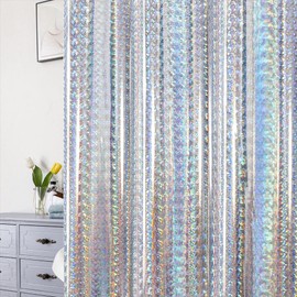 Iridescent Shower Curtain | Colorful, Unique, Reflective, Shiny, Fun, Sparkly Rainbow Shower Curtain | 72 x 72 (Avg SC002 PEVA shower curtain