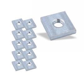 Slot Nut | Threaded Plate 19 x 19 x 4 mm M8 Thread Centre | Galvanised Steel (Pack of 10)