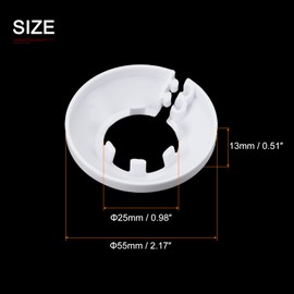 DTGN 55x13mm(DxT) Pipe Cover Decoration - 4Pack - Good for Bathroom Kitchen 25mm Dia Pipe - PP Plastic Escutcheon - White