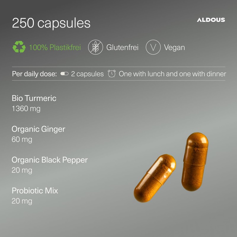Organic Turmeric Capsules + Probiotics with Ginger and Black Pepper