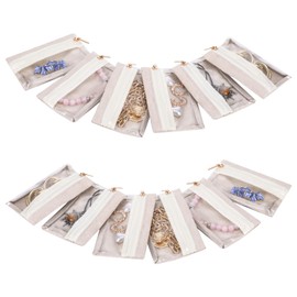 12 Pcs Jewelry Travel Bag Zipper Pocket, Jewelry Travel Pouch Cases for Women, Storage Bag Pouch Case Visualization Design for Rings Earrings Necklace Mother's Day Gifts