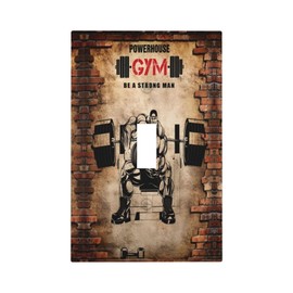Vintage Gym Retro Brick Dumbbell Single Toggle Wall Plates 1 Gang Light Switch Cover Switchplate Covers Decorative Dimmer Decor for Bedroom Kidroom Bathroom Gyms