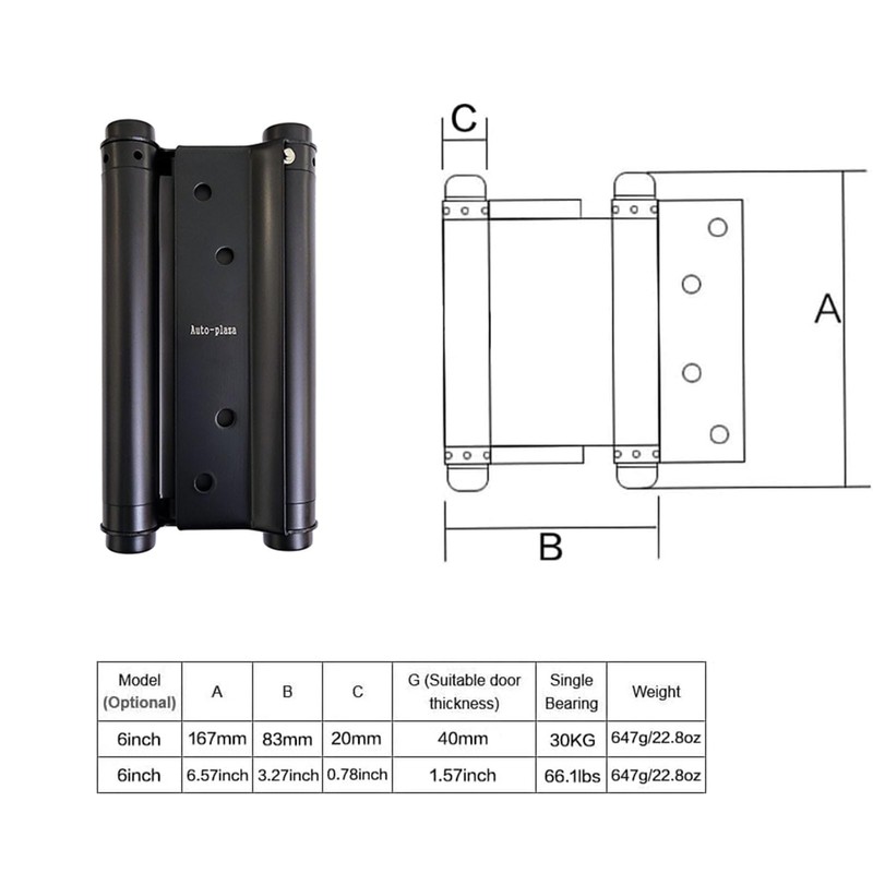 2Pcs 6" Cafe Saloon Door Swing Self Closing Double Action