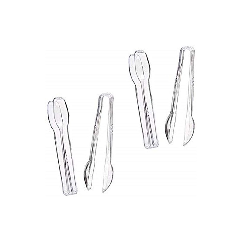 Clear Plastic Tongs, 6 1/2", 4 Pack