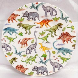 Dinosaurs Plate 8" 20 cm Fine Bone China Dinos Collage Hand Decorated UK