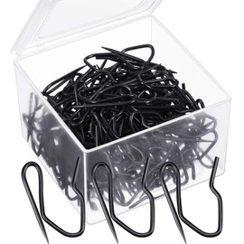 120 Pack Metal Curtain Hooks Drapery Hook Pins with Clear Box 3 by 2.4 cm for Window Curtain, Door Curtain and Shower Curtain (Black)