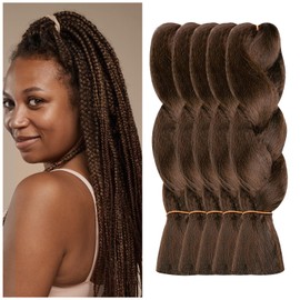 BLACK 'N GOLD CLASSIC Braiding Hair, 25" Jumbo Synthetic Crochet Braids Hair Extensions, Pack of 5 Bundles, Professional ltch Free Hot Water Setting Twist Hair(Color #1B/30)