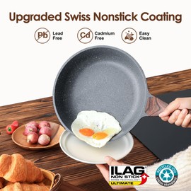 SENSARTE Nonstick Cookware Set 16-Piece, Healthy Pots and Pans Set, Non-stick Kitchen Cooking Set with Stay-Cool Handles, Silicone Utensils and Pot Protectors, PFOA Free