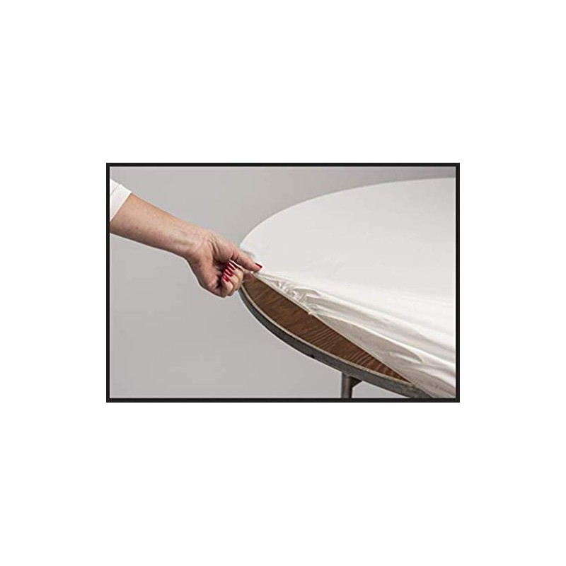Kwik-Covers 60" Round Fitted Plastic Table Covers, Bundle of 5