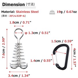 Azarxis Anchor Pegs, Deck Pegs, For Wood Decks, Fish Bone Shape, Aluminum, Metal Fittings, Camping, Tent, Outdoor, Convenient Goods, Clasps, Fish Bone Pegs, Lightweight, Easy Installation, Compatible with 0.1 inch (3 mm) or More, Set of 6, (3 mm) Gaps, Black + Springs)