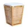 Household Essentials Slatted Natural Bamboo Hamper with Cushioned Lid and